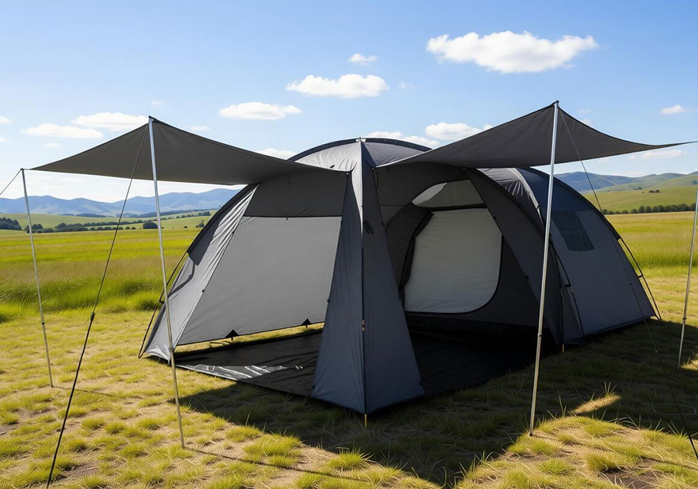 Cort de camping dublu stratificat, rezistent la apă, pentru 5-6 persoane